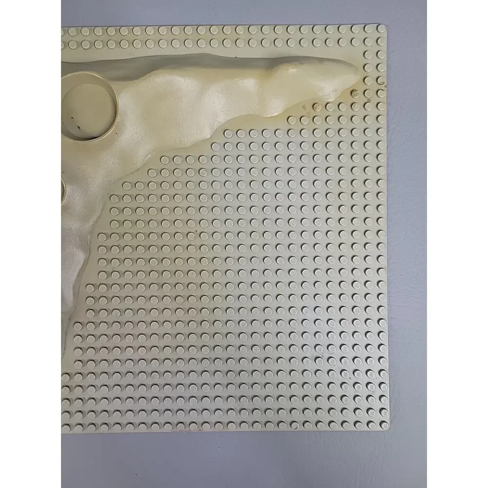 Vintage 1980s LEGO Base Plate – Lunar Space Crater Moon Raised, Old Gray